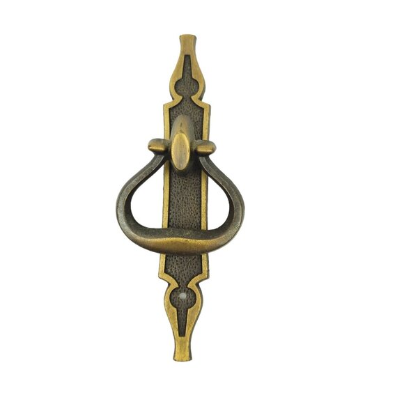 2 Metal Pull Knob w Backplate Vtg Cabinet Drawer Funiture Hardware National Lock - Picture 11 of 13